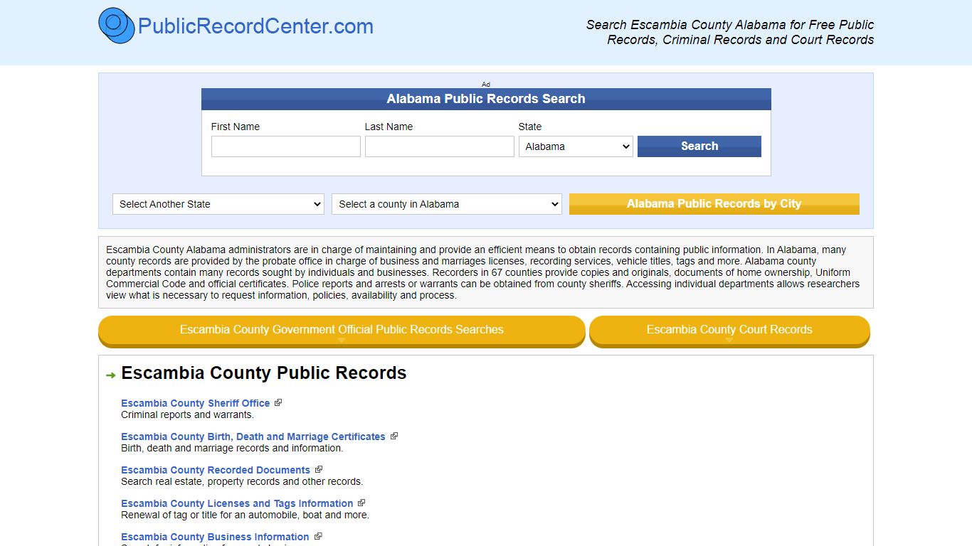 Escambia County Alabama Free Public Records - Court ...