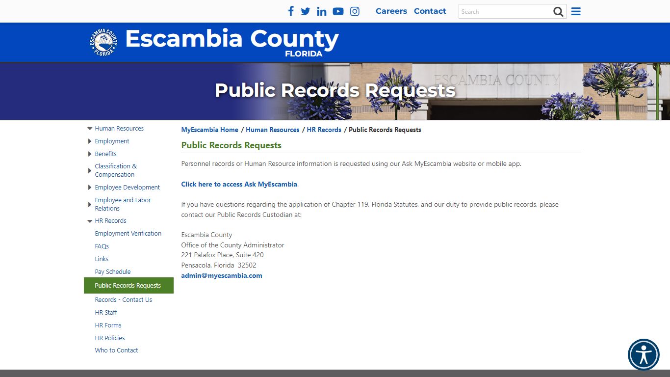 Public Records Requests - Escambia County, Florida