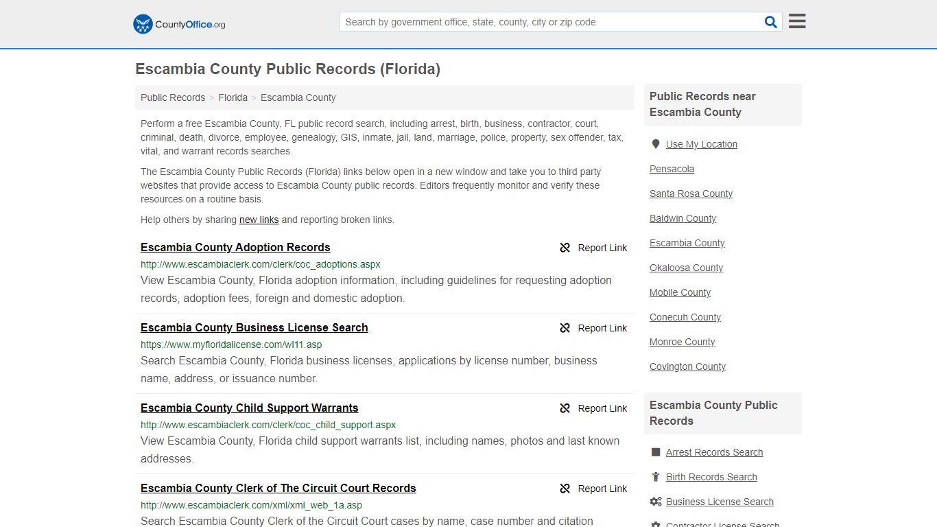 Public Records - Escambia County, FL (Business, Criminal ...